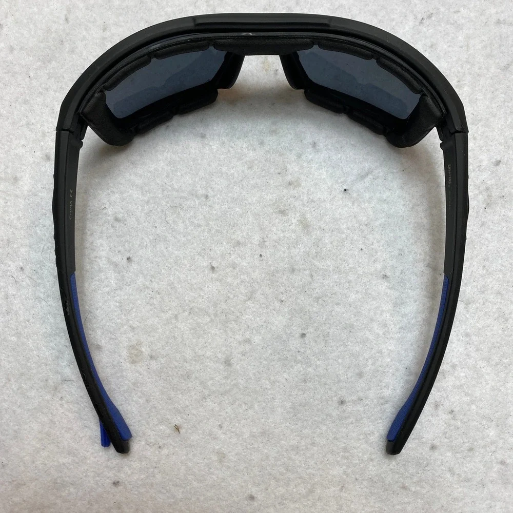 Choppers 8CP943 Biker Sunglasses Black Blue Padded Wrap Moto Goggles